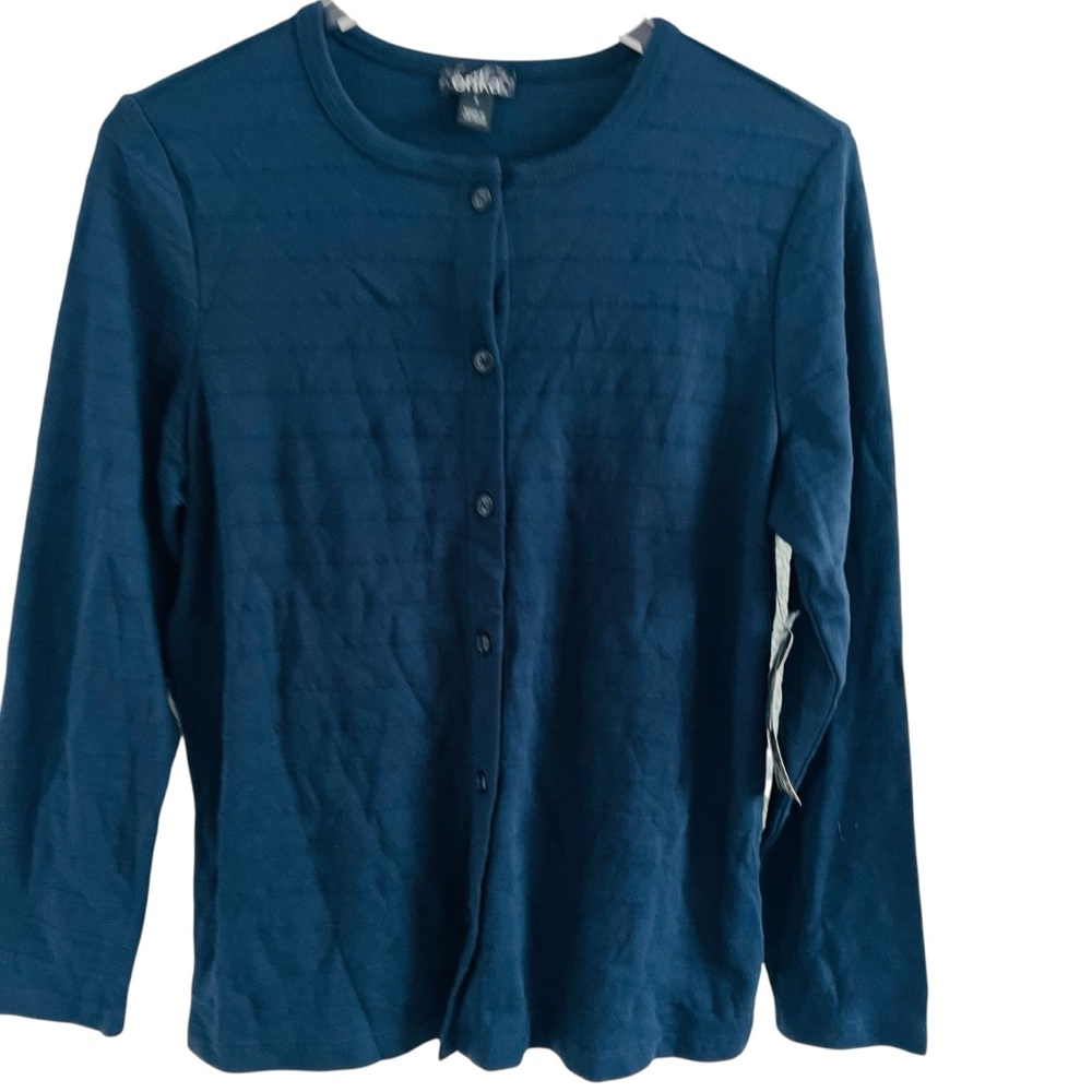 Erika Blue Button-Up Cardigan Sweater